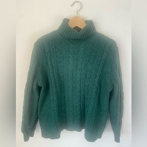 Brand new Land’s End Turtleneck Cableknit Sweater, dark green with flecks, szXLP